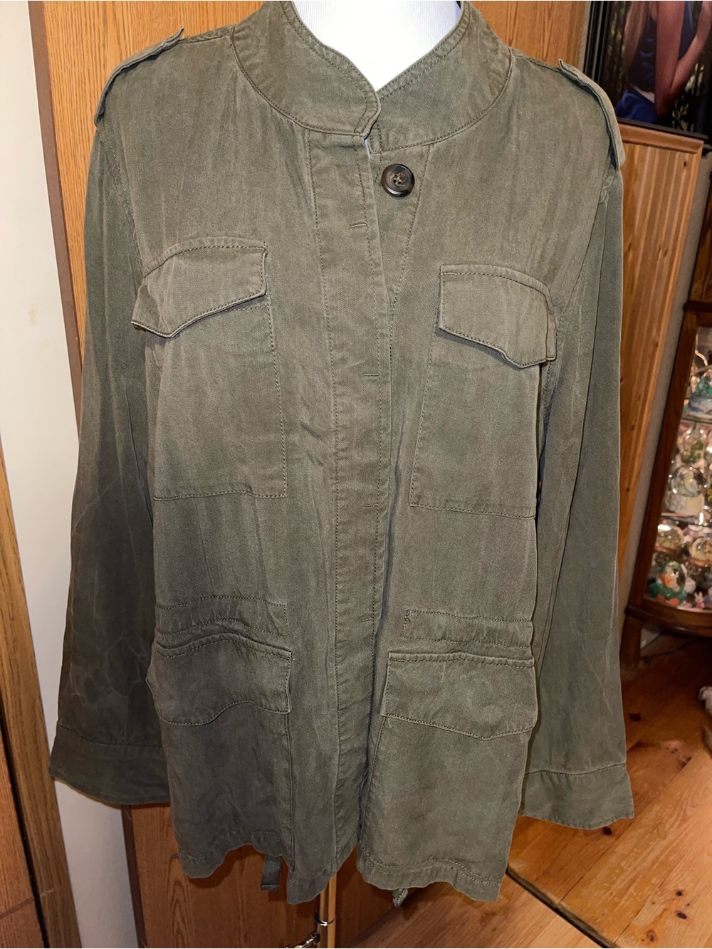 ellos Olive Utility Field Jacket with Flap Pockets